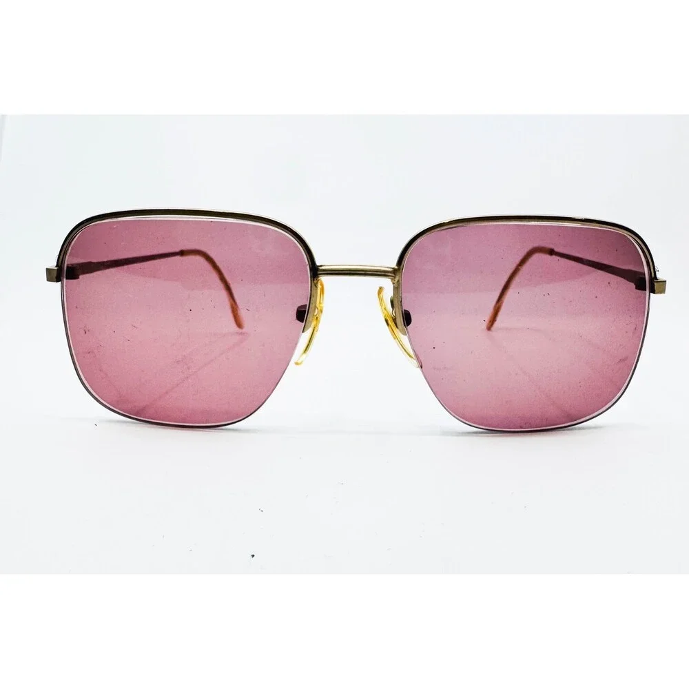 Adensco Aero 4 Sunglasses Frames Mens Gold Purple Tint Square Italy 140 5128